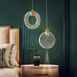 Gold Luxury Crystal Pendant Lamp for Bedroom Bedside LED Lighting Modern Living Dining Room Office Bar Home Hanging Lamp264o