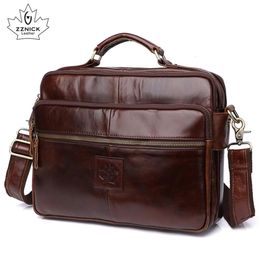 Men's Shoulder Bag Leather Laptop Office s For Men Genuine s Briefcase Luxury Handbag Male ZZNICK 220216193D