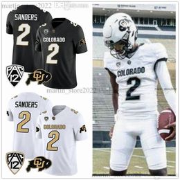 2023 NCAA Colorado Buffaloes Football Jerseys 2 Shedeur Sanders 12 Travis Hunter College Customised Stitched Black White Gold Men Women Youth Size S-6XL