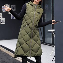 2023 Designer Donna Gilet con cappuccio Giacca Cappotto Classico da donna Gilet in cotone Autunno Inverno Lungo Canotta coreana Grande cappotto con cappuccio ispessito Capispalla Parka