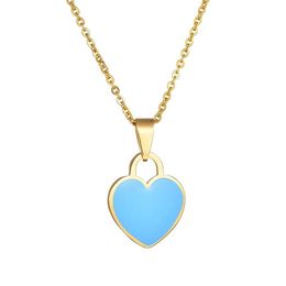 womens tiff gold chain love necklace designer Jewellery women charm moissanite double heart pendants channel cjewelers clover neckla246W