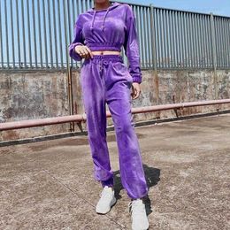 Women's Tracksuits Thick Tracksuit Women Clothes Two Piece Set Long Pants and Crop Tops Solid Lounge Wear Autumn Winter Femme 2 Pieces Sweat