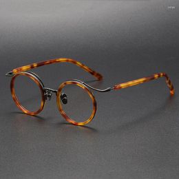Солнцезащитные очки в японской оправе ручной работы в стиле ретро, круглая ацетатная оправа, женские винтажные круглые стильные оптические линзы для близорукости, очки для