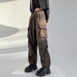 Women's Pants Overalls Autumn Pocket Mopping Trousers High Waist Loose Straight-leg Wide-leg Street