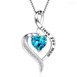 Pendant Necklaces Huitan Unique Sea Blue Heart Cubic Zirconia Necklace For Women Anniversary Gift Thanks Giving Mother's Day Jewelry