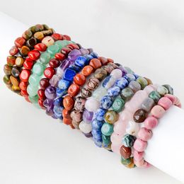 Beaded Bracelets Jewelry Natural Stone Amethyst Irregularly Gravel Gemstone Bracelet Agate Rose Quartz Bracelet Women Men Fashion Jewelry