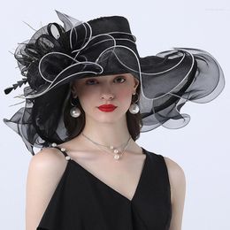 Wide Brim Hats Lady Hat Summer Bowler For Girls Women Korean-style Party Wedding Pography Props