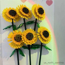Blocks Building Block Bouquet Model Toy Plant Potted Sunflower Rose Flower Assembly Girl Creative Building Toy Child Gift R230911