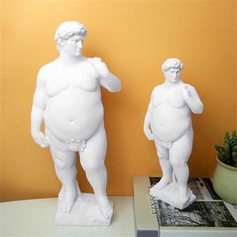 Criativo gordo david retrato escultura resina artesanato decoração estátua do corpo humano casa ornamentos de mesa jardim arte 2201172885