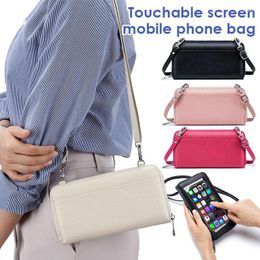 Shoulder Bags Women Real LeatherSmall Rectanglular Crossbody Bag Phone Wallet Clutch Handbag Purse Messenger Zip