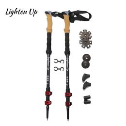 Trekking Poles Lighten Up Ultra-light Carbon Three Section Walking Stick Adjustable Alpine Pole Climbing301v