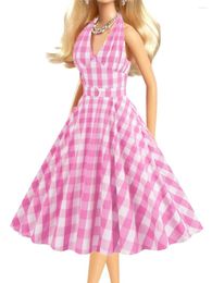 Casual Dresses Women Pink Plaid Dress 1950s Vintage Cocktail Party A-line Swing Holiday Wedding