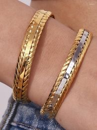 Bangle Greatera 316L Stainless Steel Twisted Bangles For Women Man 18K Gold Plated Bracelets Waterproof Jewellery 2023