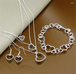 Necklace Earrings Set Charmhouse Silver 925 For Women 3 Layer Heart Pendant Bracelet Pcs Wedding Costume Jewellery