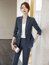 Women's Two Piece Pants Ladies Office Work Wear Formal Professional Women Business Suits Blazers Feminino Autumn Winter Pantsuits Trousers