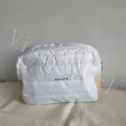 Varumärke kosmetiska väskor för tjej utrymme bomull av bomull av toppkvalitet vit färg dragkedja smink väskor vackra och bekväma dricksväskor lyx professionell