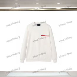 xinxinbuy Men designer Hoodie Sweatshirt 23ss Paris Red strip label Letter print long sleeve women Black white S-XL