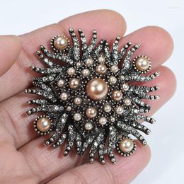 Brooches Vintage Large Rhinestone Pearl Brooch Pin For Women Wedding Banque Corsage Costume Accessory