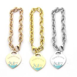 Womens peach heart bracelets Chain Designer Jewelry Chain Drip oil Bracelet Full Brand as Wedding Christmas Gift322M