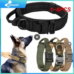 Dog Collars Leashes 1~8PCS Strong Dog Military Tactical Collar Pet Bungee Leash Durable Nylon Pet Training Collars With Handle Large Dogs French 230911