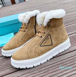 Winter Women Vintage Short Boots Cow Nubuck Leather Fashion Motorcycle Wool Boot Fashion Designer Comfortable Snow Bootss