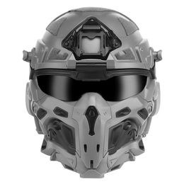 Protective Gear WRonin Assault Fast Tactical Helmet and Tactical Mask Multilens Goggles Builtin headset and Defogging fan Airsoft 266N