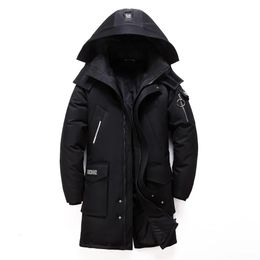 Designers Winter New Men's Long White Duck Down Jacket Mens Fashion Hooded Thick Warm Coat Male Big Red Blue Black Brand Clothes