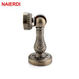 NAIERDI Bronze Retro Design Zinc Alloy Magnetic Door Stop Stopper Holder Catch Floor Fitting With Screws For Family Home Etc 20101318R