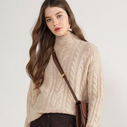 Women's Sweaters High-end 8 Ply Cashmere Turtleneck Sweater Woman Autumn Winter Pullovers Ladies Fashion Cable Knitted Warm Jumper Tops