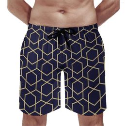 Men's Shorts Retro Nordic Lines Board Geometric Art Short Pants Pattern Surfing Quick Drying Beach Trunks Gift Idea