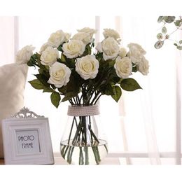 Decorative Flowers Wreaths Artificial Rose Silk Real Touch Fake Elegant Bouquets For Bridal Bouquet Decoration Drop Delivery Home Gard Dhd4Z