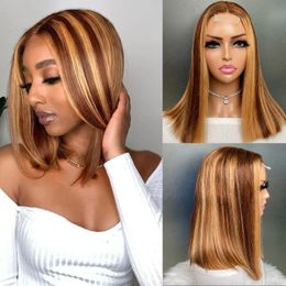 Malaysian Peruvian Indian Brazilian P4/27 Colour 100% Raw Virgin Remy Human Hair Silky Straight 2x6 Transparent Lace Closure Bob Wig