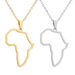 Pendant Necklaces F19D Hollow Africa Map Necklace Stainless Steel Outline Chain Choker Jewellery African Symbol