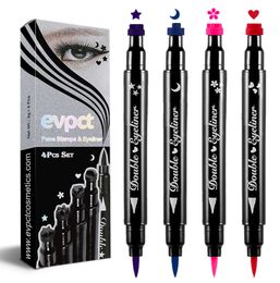 Eye ShadowLiner Combination 4pcs Double Head Waterproof Liquid Eyeliner Moon Star Heart Shapes Tattoo Stamp Quick To Dry Liner Pencil Makeup Tool 230911