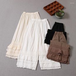 Women's Pants Lamtrip Unique Lace Patchwork Lacing Wide Leg Vintage Leggings 2023 Autumn