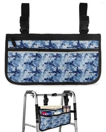 Storage Bags Military Blue Camouflage Wheelchair Bag With Pockets Armrest Side Electric Scooter Walking Frame Pouch