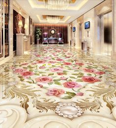 Wallpapers Custom 3d Flooring Marble Texture Tile Wallpaper For Living Room Bedroom Floor Painting Self Adhesive