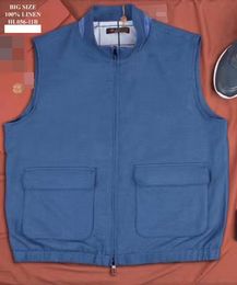 Men's Vests BILLIONAIRE OECHSLI Vest linen big size 6066 Thin men 2023 spring summer fashion Comfortable zipper high quality Coat 230909