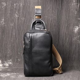 Bag Men's Cool Oil Leather Chest Women's Shoulder Backpack Large Capacity Cow Messenger