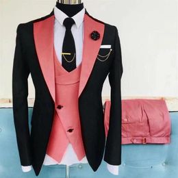 3 Piece Casual Men Suits Slim Fit with Notched Lapel Wedding Tuxedo Groomsmen Fashion Costume Jacket Waistcoat Pants 20212199