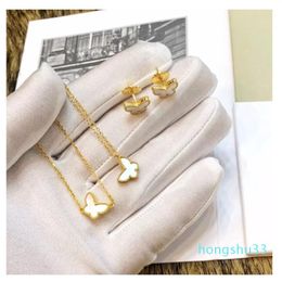 925 Sterling Silver Jewellery For Women Mother of Pearl Butterfly Wedding Jewellery Set mini Earrings Necklace Bracelet ring261c
