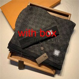 Scarves Scarves Sets Women mens knitted Scarf and Hat Set Winter Warm Hats scarves Beanie Hat for men With BOX J230911