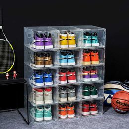3PCS Klar Kunststoff Schuhkarton Turnschuhe Basketball Sport Schuhe Lagerung Box Staubdicht High-tops Organizer Kombination Schuhe Schränke X291s
