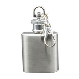 1OZ Stainless Steel Mini Pocket Liquor Hip Flask Key Ring Chain