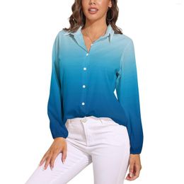 Women's Blouses Sea Loose Blouse Light Sky To Deep Blue Classic Oversized Woman Long Sleeve Kawaii Shirt Spring Graphic Clothes