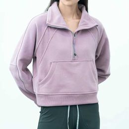Yoga-Outfits Frauen Hoodies Runing Jacke Damen Sport Sweatshirt mit halbem Reißverschluss dicker lockerer kurzer Stil Mantel Sportbekleidung megogh-15 CXG91112
