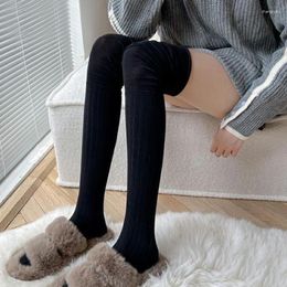 Women Socks Long Splicing Knee Woman Fashion Trendy Japanese Harajuku Lolita Women's Thigh High Leg Warmer Black White Stockings