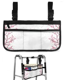 Storage Bags Spring Pink Flower Cherry Blossom White Wheelchair Bag Armrest Side Electric Scooter Walking Frame Pouch