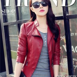 Women's Leather 2023 Women Jacket Solid Color Black Wine Red Classical Female Coat Outwear Autumn Jackets