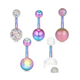 Navel Bell Button Rings Stainless Belly Piercings Ombligo Piercing Y Earring Rainbow Body Jewelry Pircing Gd334 Drop Delivery Dhnaz